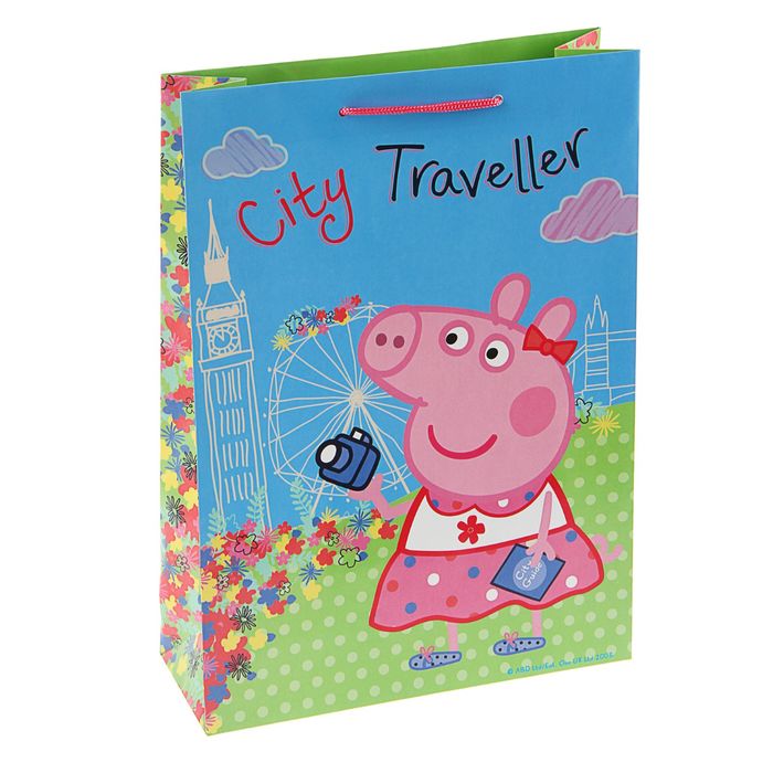 Пакет подарочный "Пеппа на каникулах" 35 х 25 х 9 см, Peppa Pig