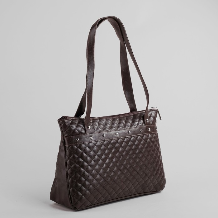 Сумка женская на молнии "Стёжка", 1 отдел, 1 наружный карман, коричневая