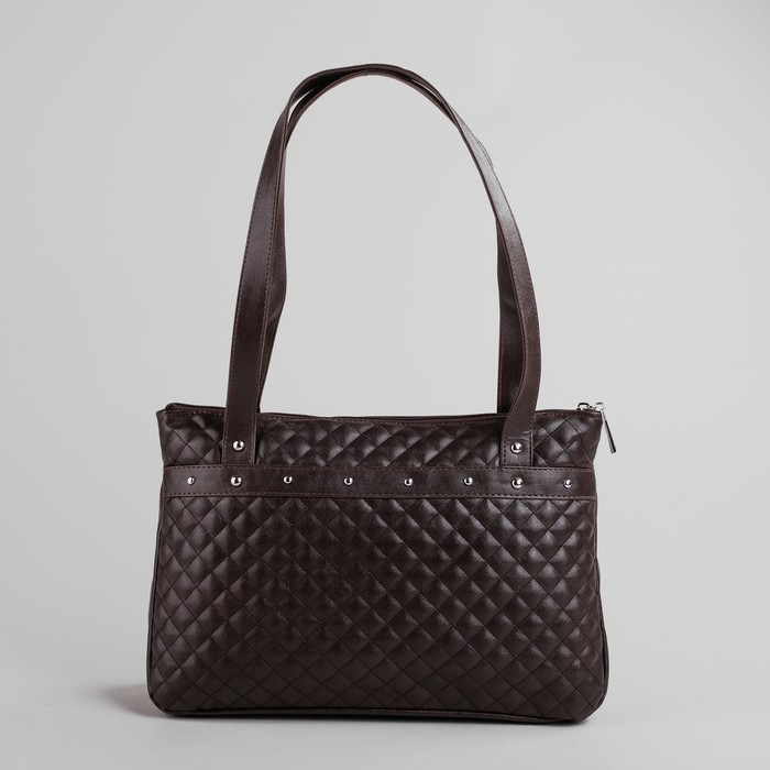 Сумка женская на молнии "Стёжка", 1 отдел, 1 наружный карман, коричневая