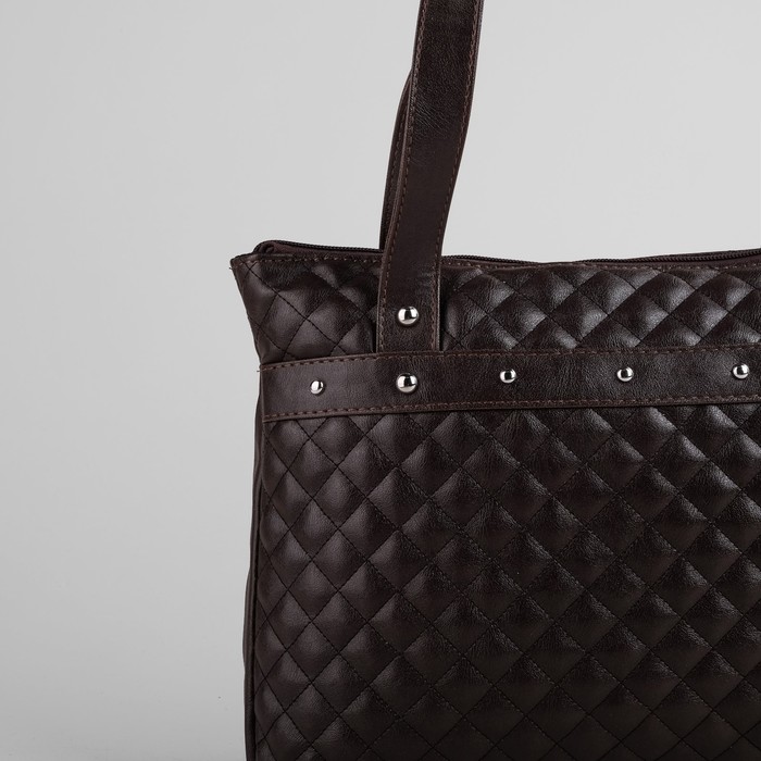 Сумка женская на молнии "Стёжка", 1 отдел, 1 наружный карман, коричневая