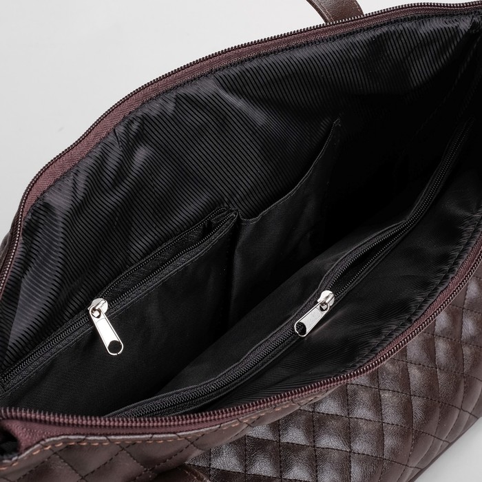 Сумка женская на молнии "Стёжка", 1 отдел, 1 наружный карман, коричневая