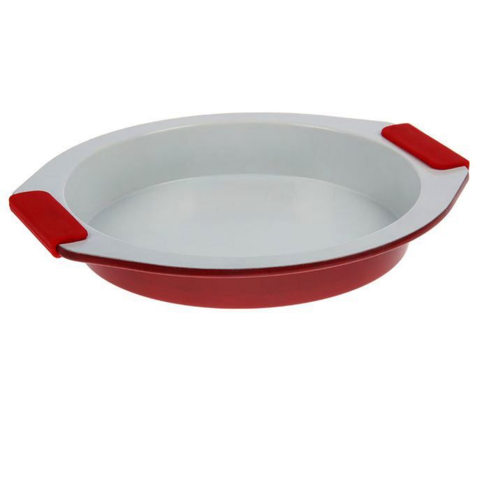 Форма для выпечки с керамическим покрытием с силик ручками "Силви. Круг" 29,5х26,5х4,5 см