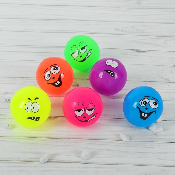 Мяч световой "Рожицы" 6,5 см, цвета МИКС