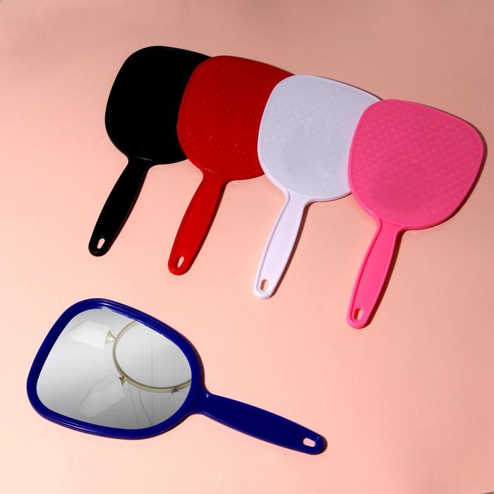 Зеркало подвесное, с ручкой, полуовальное, без увеличения, одностороннее, цвет МИКС