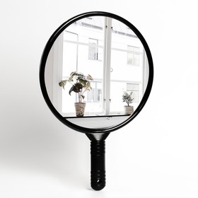 Зеркало с ручкой, d зеркальной поверхности 24,5 см, цвет чёрный Ош