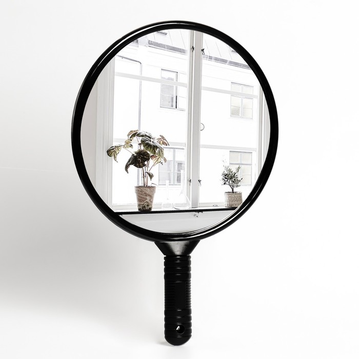 фото Зеркало с ручкой, d зеркальной поверхности 24,5 см, цвет чёрный queen fair