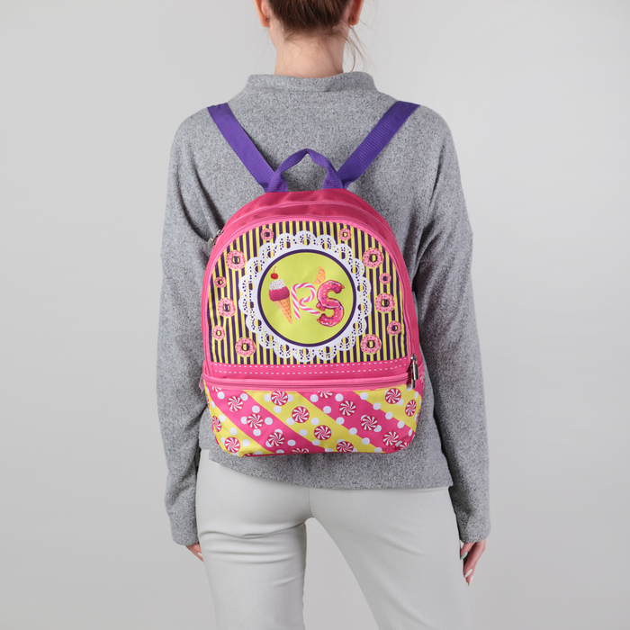 Рюкзак молодёжный на молнии "Кенди", трансформер, 4 отдела, розовый