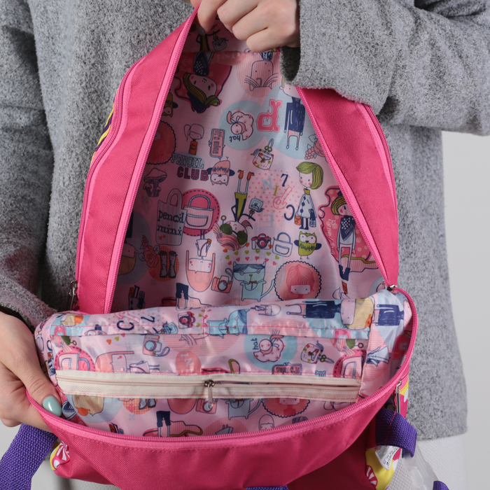 Рюкзак молодёжный на молнии "Кенди", трансформер, 4 отдела, розовый