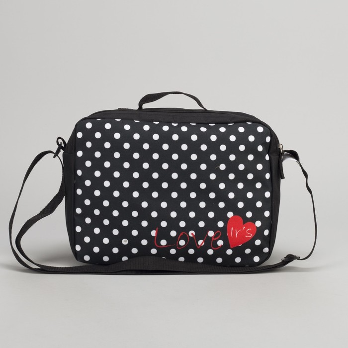 Сумка молодёжная на молнии "Горошек", 2 отдела, чёрная