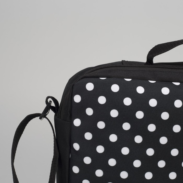 Сумка молодёжная на молнии "Горошек", 2 отдела, чёрная