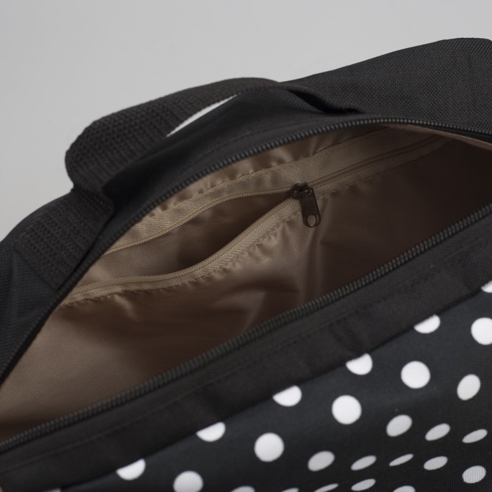 Сумка молодёжная на молнии "Горошек", 2 отдела, чёрная