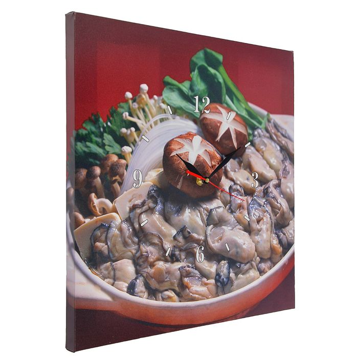 Часы настенные на холсте "Маринованные грибочки", 40х40 см