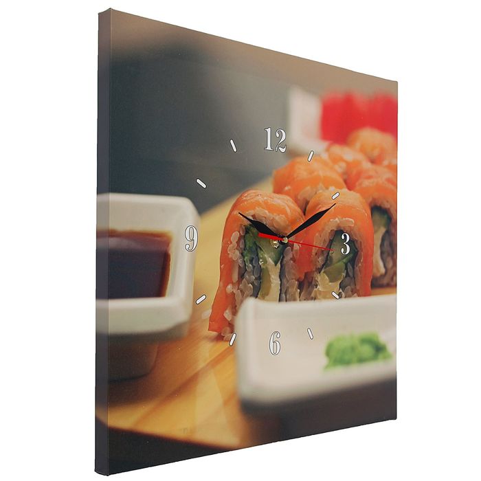 Часы настенные на холсте "Роллы", 40х40 см