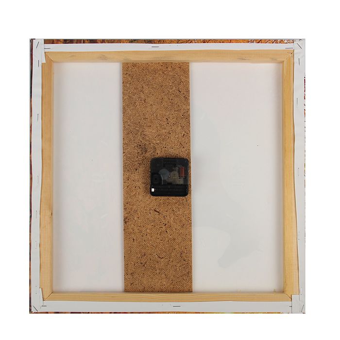 Часы настенные на холсте "Конь в осеннем лесу", 40х40 см