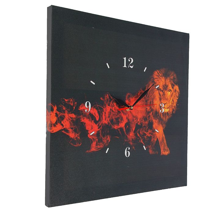 Часы настенные на холсте "Огненный лев", 40х40 см