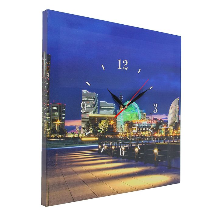 Часы настенные на холсте "Ночной город", 40х40 см
