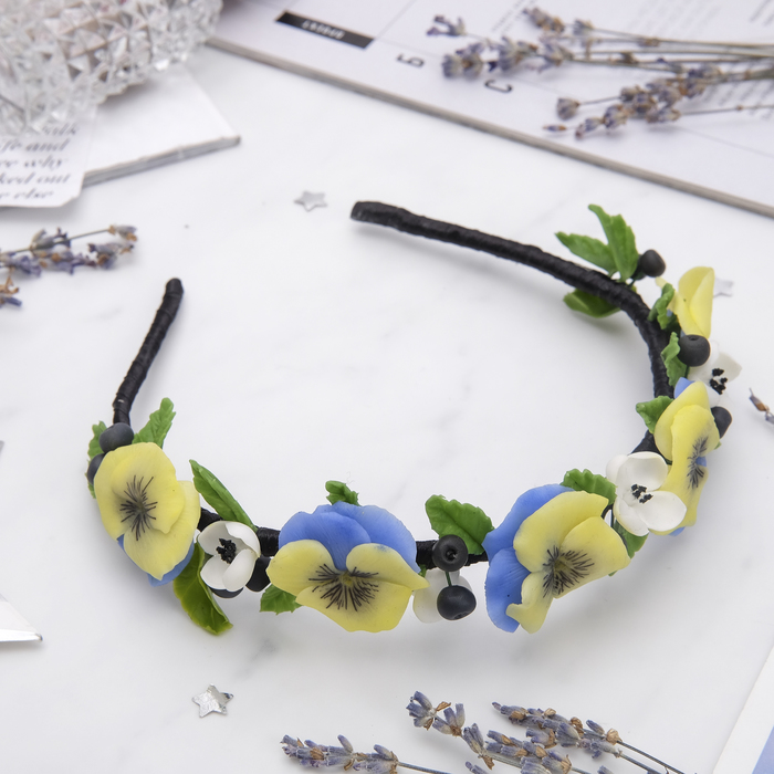 Ободок для волос ручной работы "Цветочный бум"