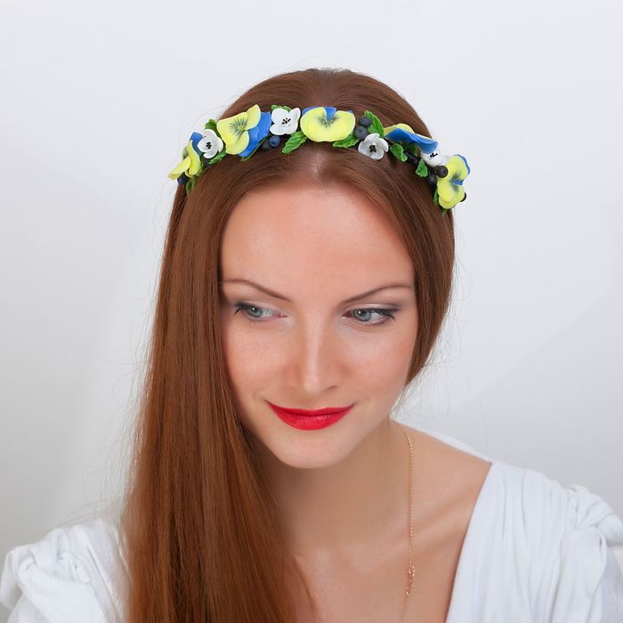 Ободок для волос ручной работы "Цветочный бум"