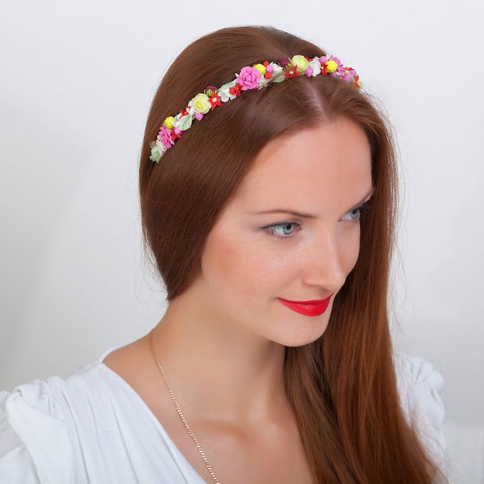 Ободок для волос ручной работы "Цветочная радость"