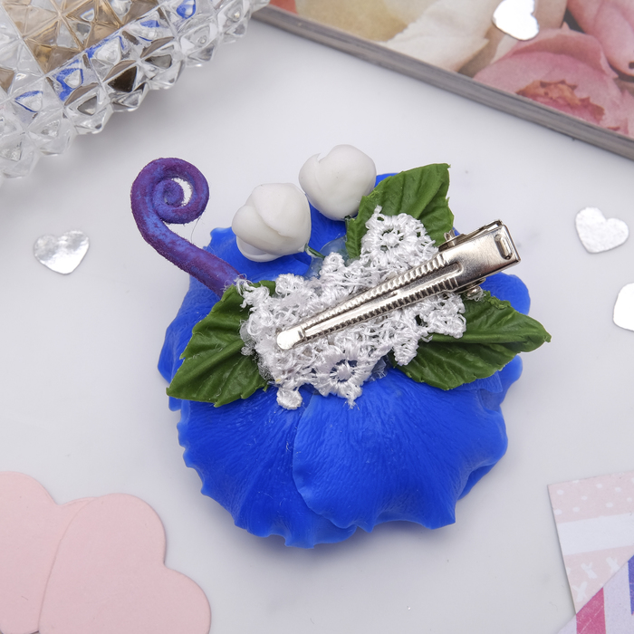 Зажим для волос ручной работы "Синий мак"