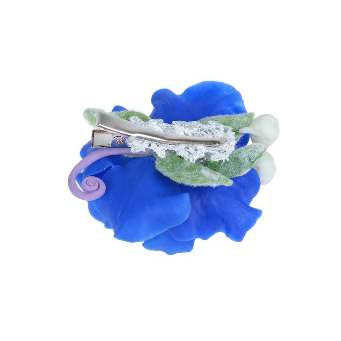 Зажим для волос ручной работы "Синий мак"