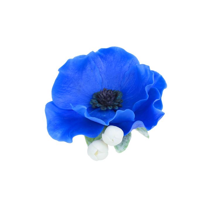 Зажим для волос ручной работы "Синий мак"