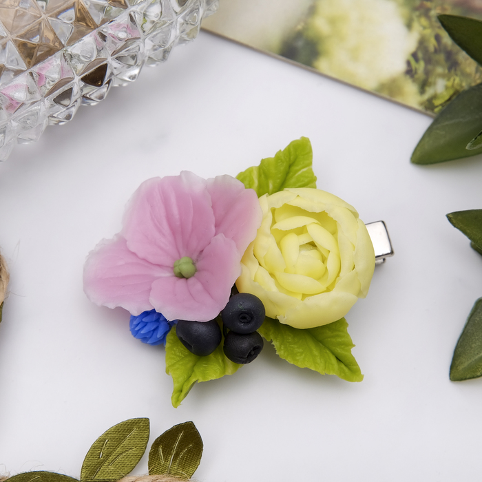 Зажим для волос ручной работы "Вальс цветов"