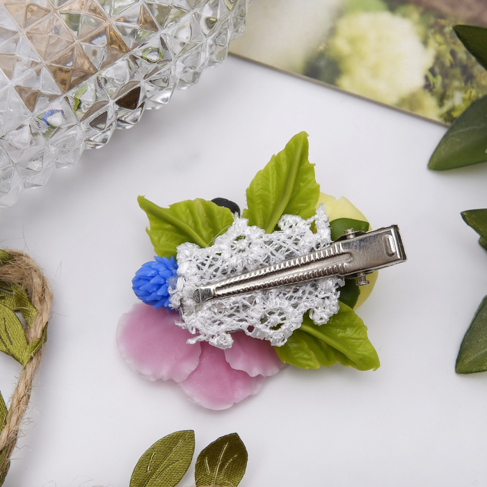 Зажим для волос ручной работы "Вальс цветов"