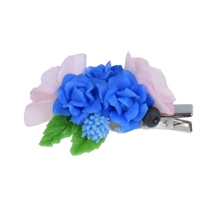 Зажим для волос ручной работы "Синие розы"