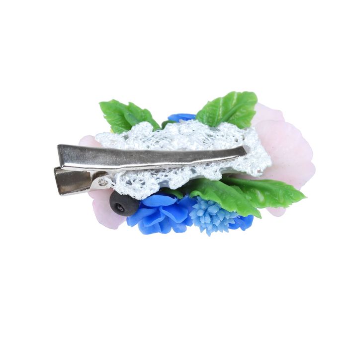 Зажим для волос ручной работы "Синие розы"