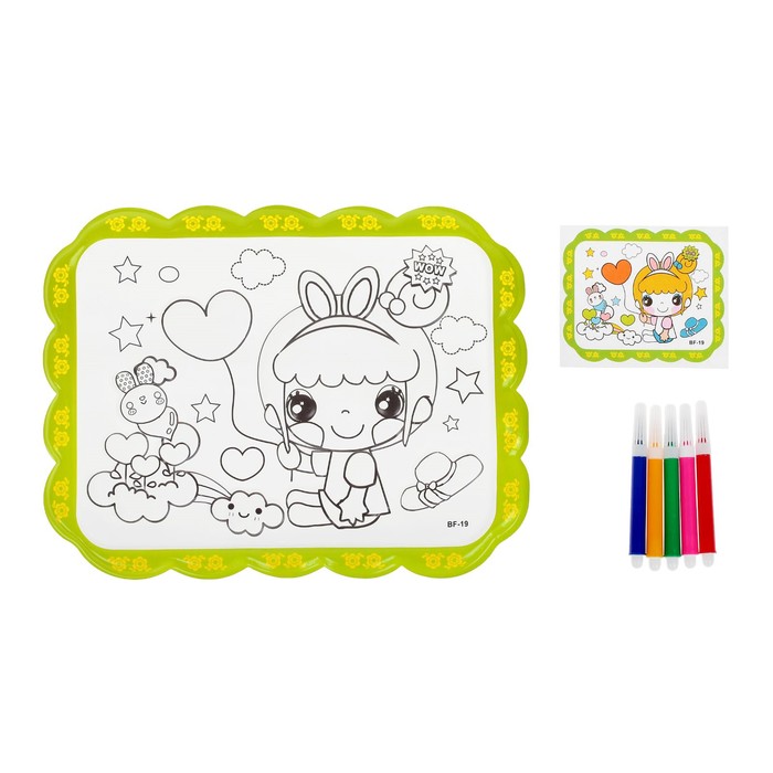 Раскраска объемная "Девочка с шариками" из пластика с 5 фломастерами