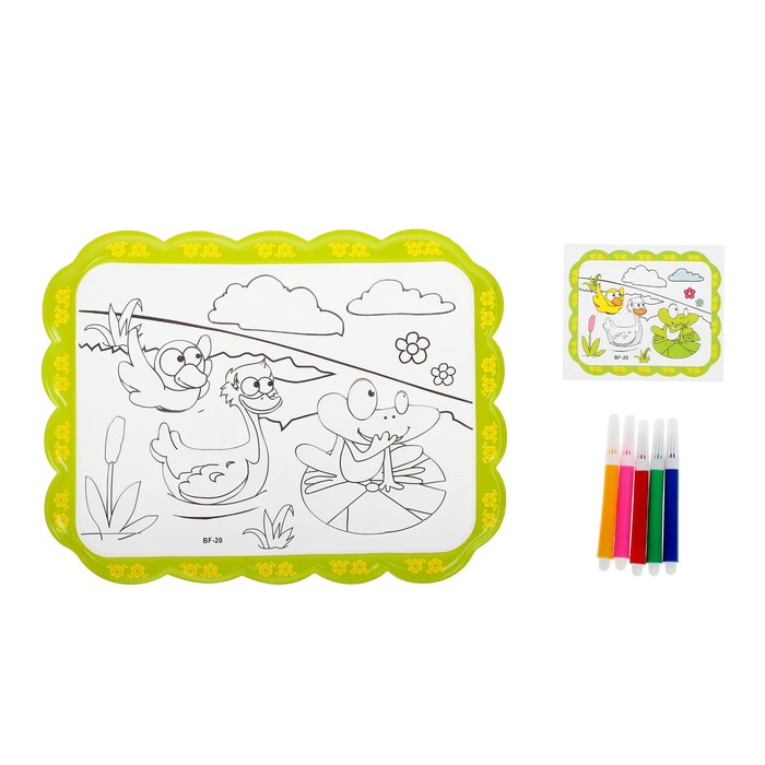Раскраска объемная "Уточка я лягушкой" из пластика с 5 фломастерами