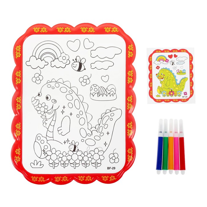 Раскраска объемная "Динозаврик" из пластика с 5 фломастерами