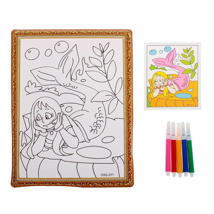 Раскраска объемная "Русалочка" из пластика с 5 фломастерами