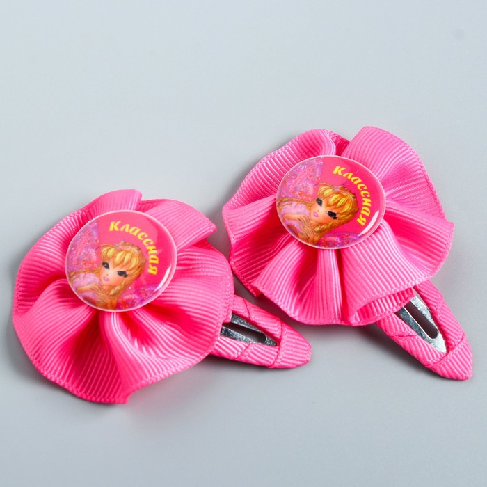 Заколка для волос с бантом (набор 2 шт) "Классная" феи Винкс