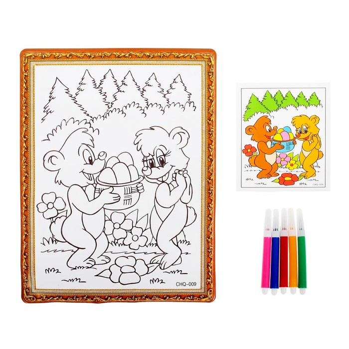 Раскраска объемная "Подарочек" из пластика с 5 фломастерами