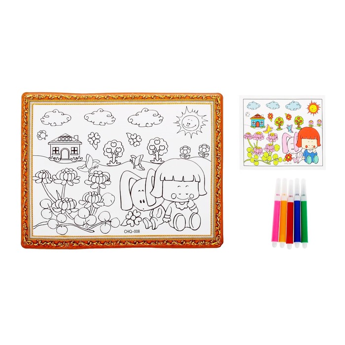 Раскраска объемная "Зайчик" из пластика с 5 фломастерами