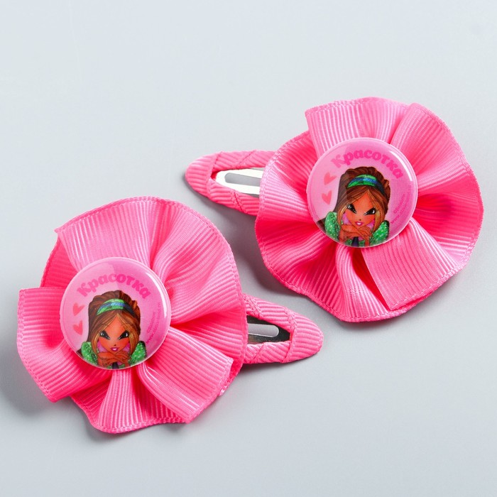 Заколка для волос с бантом (набор 2 шт) "Красотка" феи Винкс