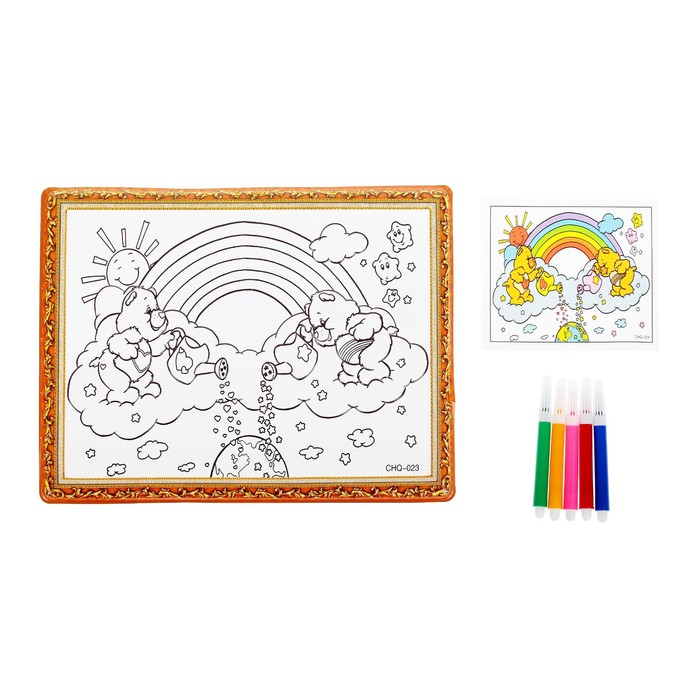 Раскраска объемная "Мишки на облачке" из пластика с 5 фломастерами