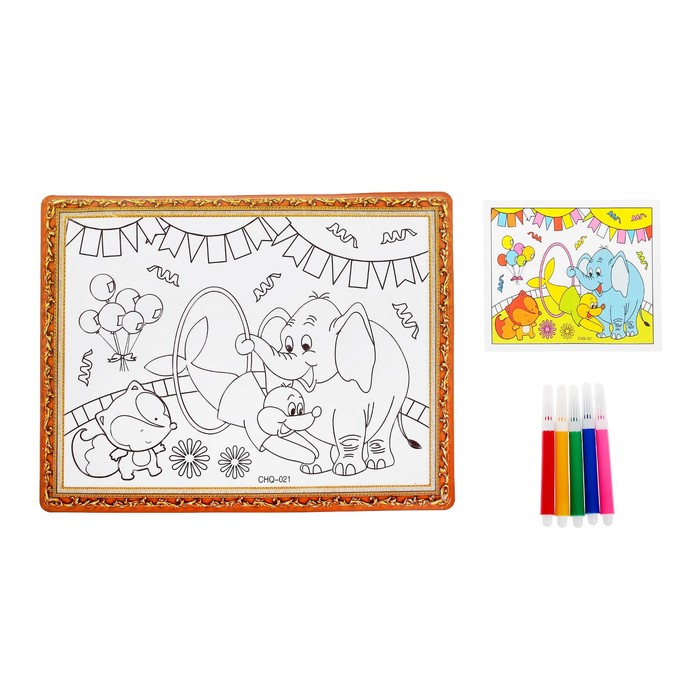 Раскраска объемная "Цирк" из пластика с 5 фломастерами