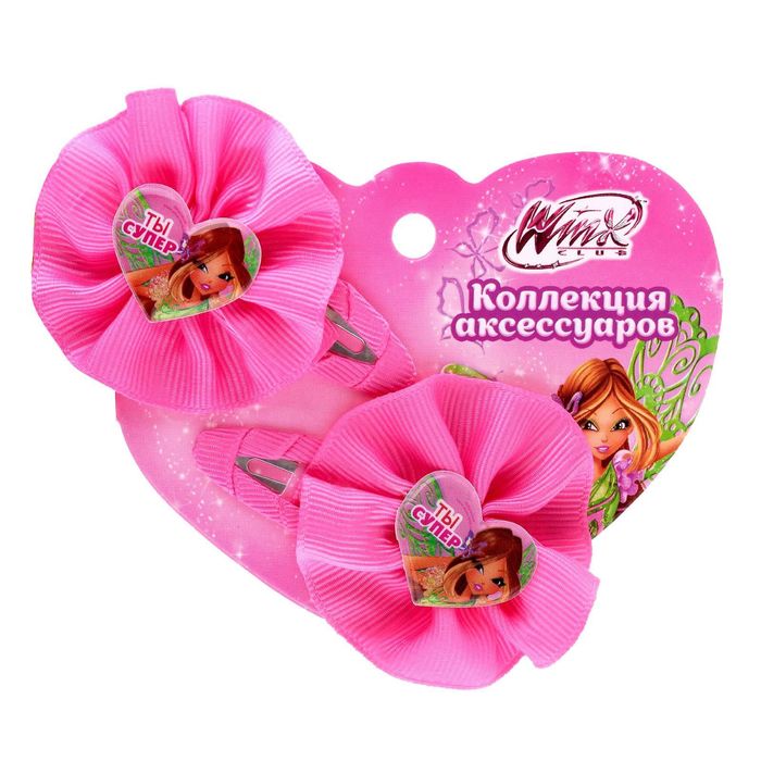 Заколка для волос с бантом (набор 2 шт) "Ты супер" феи Винкс