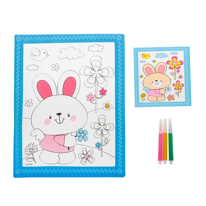 Раскраска объемная "Зая с цветочком" из пластика с 3 фломастерами