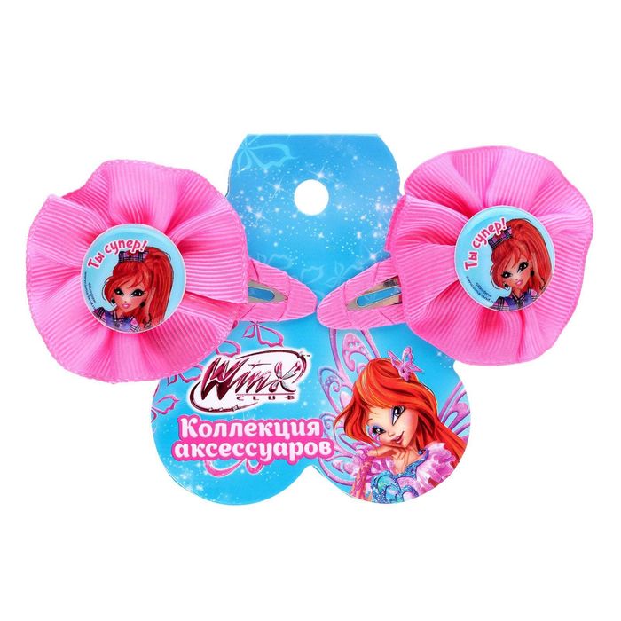 Заколка для волос с бантом (набор 2 шт) "Ты супер" феи Винкс