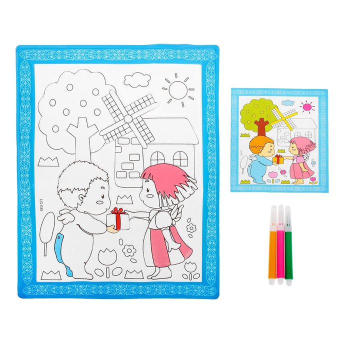 Раскраска объемная "Парочка" из пластика с 3 фломастерами