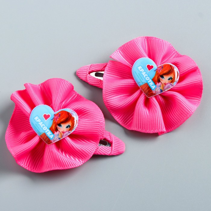 Заколка для волос с бантом (набор 2 шт) "Красотка" феи Винкс