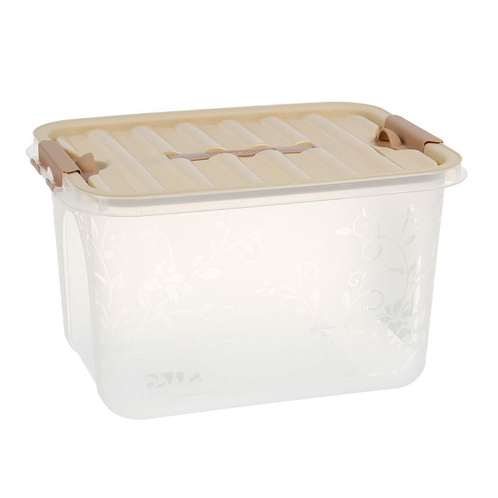 Контейнер для хранения 12,4 л, с крышкой и ручкой на защелке "Узор", цвет МИКС