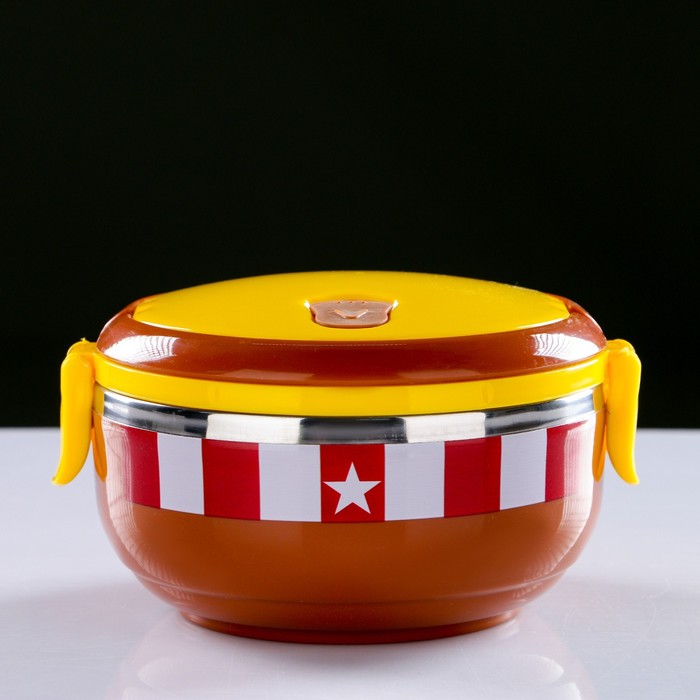 Ланч-бокс 0.7 л «Флаг», круглый, внутри металл, держит тепло 3 ч, микс, 9х17 см