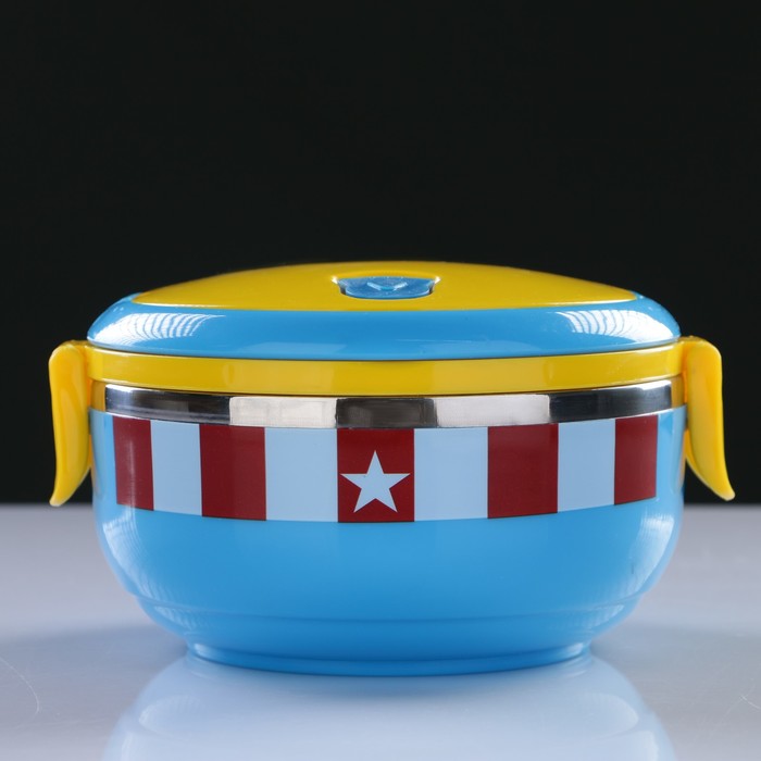 Ланч-бокс 0.7 л «Флаг», круглый, внутри металл, держит тепло 3 ч, микс, 9х17 см