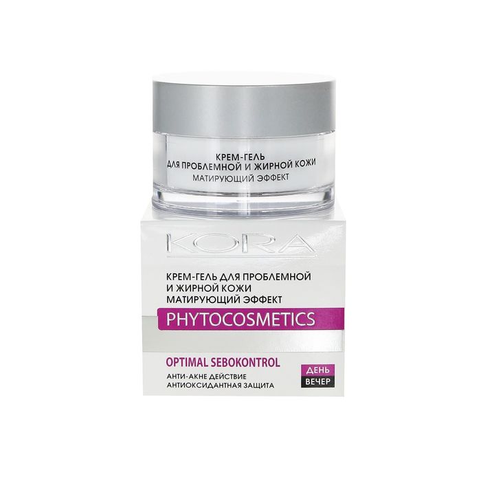 Крем-гель для лица Kora "Матирующий эффект" для проблемной и жирной кожи, 50 мл