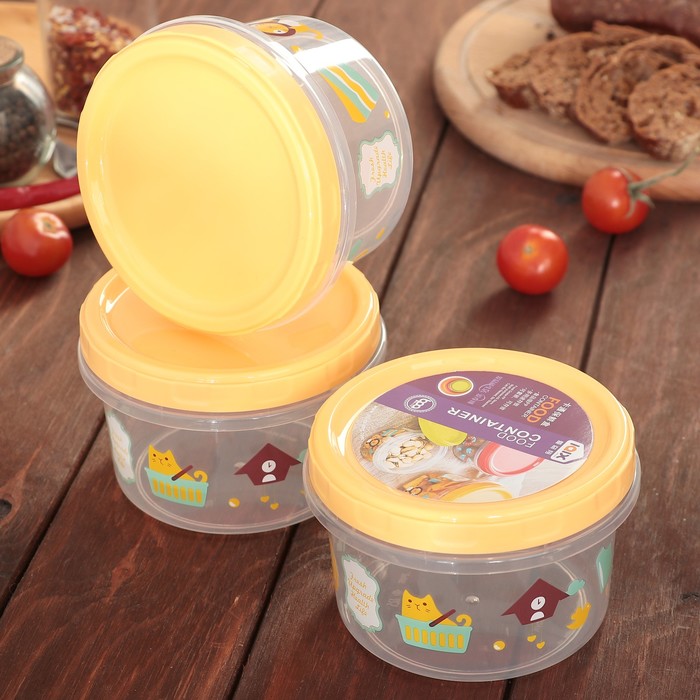 Набор банок для сыпучих продуктов 3 шт 0,5 л "Сладости", цвета МИКС